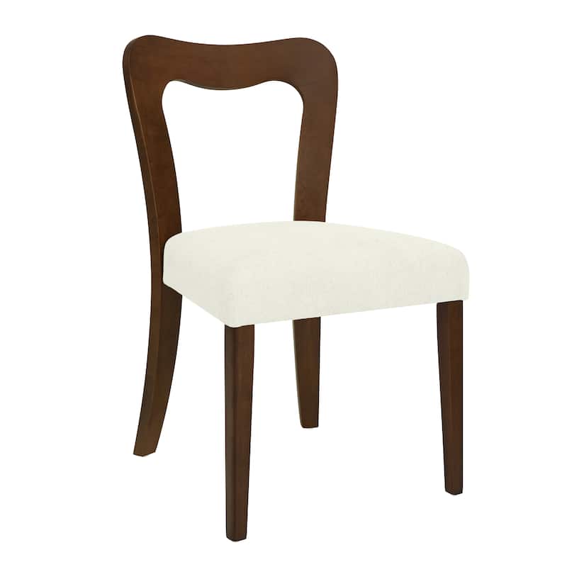 Set of 2 Modern Dining Chairs with Rubberwood Frame and Upholstered Seats - Open Back Armless Design