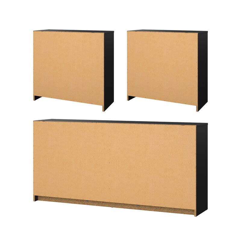 Porch & Den Zoe 3-Piece Bedroom Set - 6 Drawer Double Dresser And Chest Set Of 2