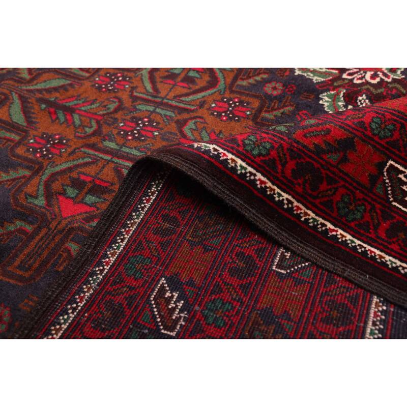 ECARPETGALLERY Hand-knotted Teimani Dark Navy, Red Wool Rug - 3'11 x 6'8