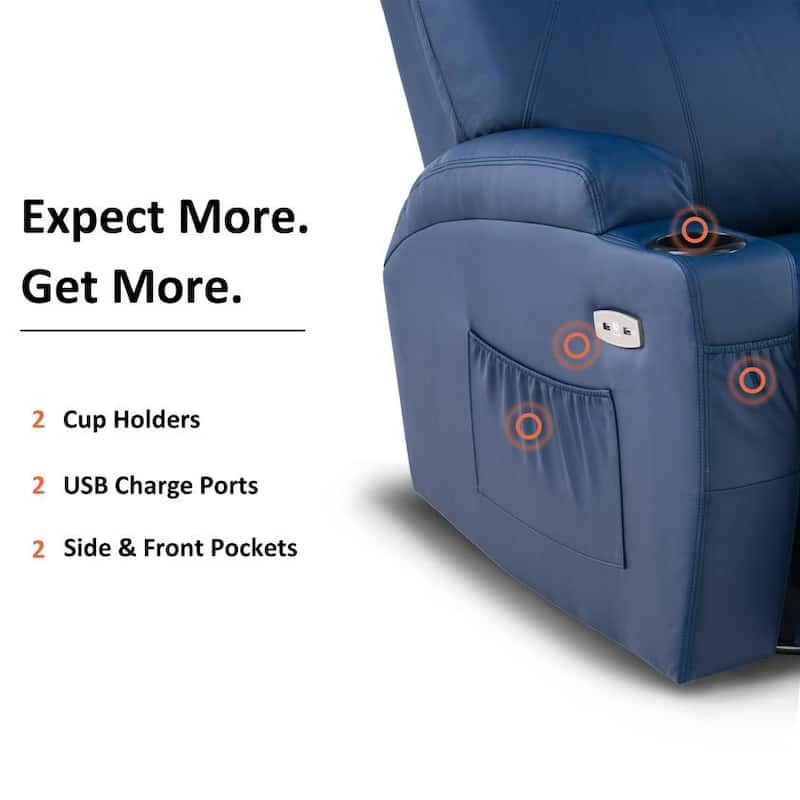 MCombo Manual Swivel Glider Rocker Recliner Chair with Massage and Heat, Faux Leather 8031