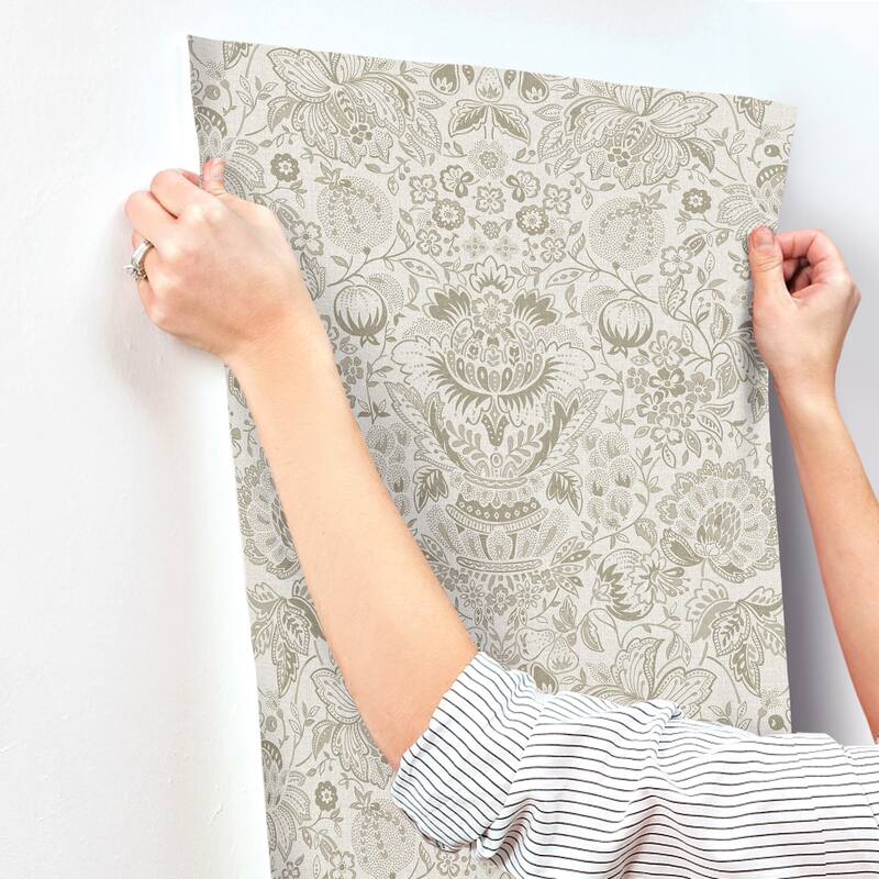 A-Street Prints Blanche Neutral Floral Damask Wallpaper