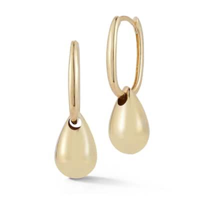 Soleil 14K Gold Puffed Teardrop Charm Earrings