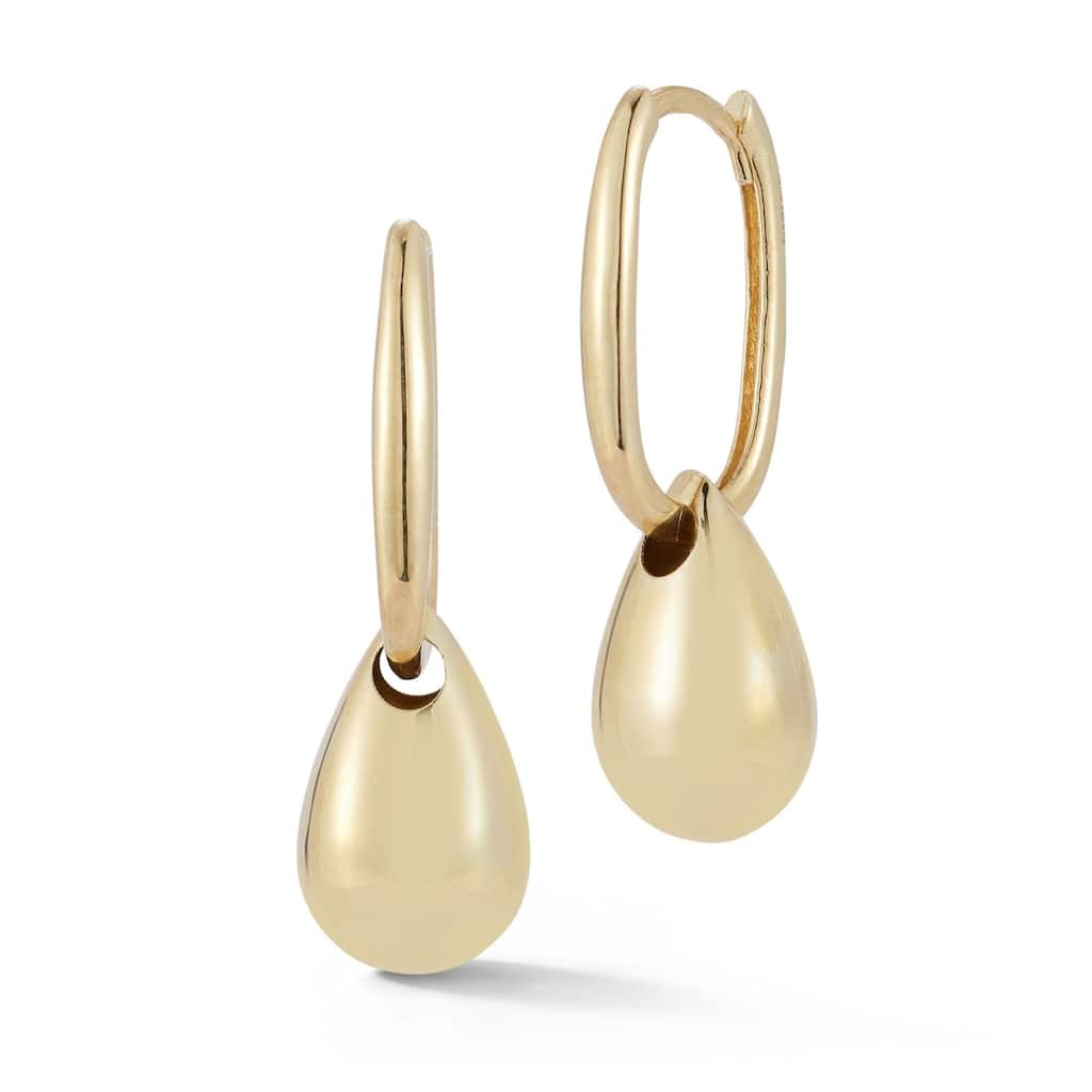 Soleil 14K Gold Puffed Teardrop Charm Earrings