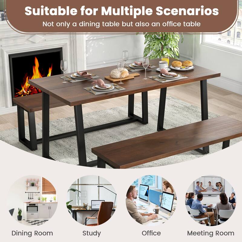 Costway 63" Large Dining Table for 4-6 People with Heavy-duty Metal - See Details