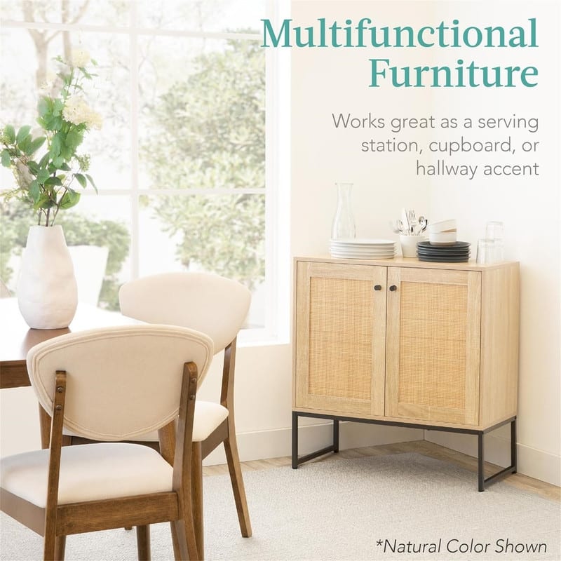 2-Door Rattan Storage Cabinet - 15"D x 31.5"W x 32.5"H
