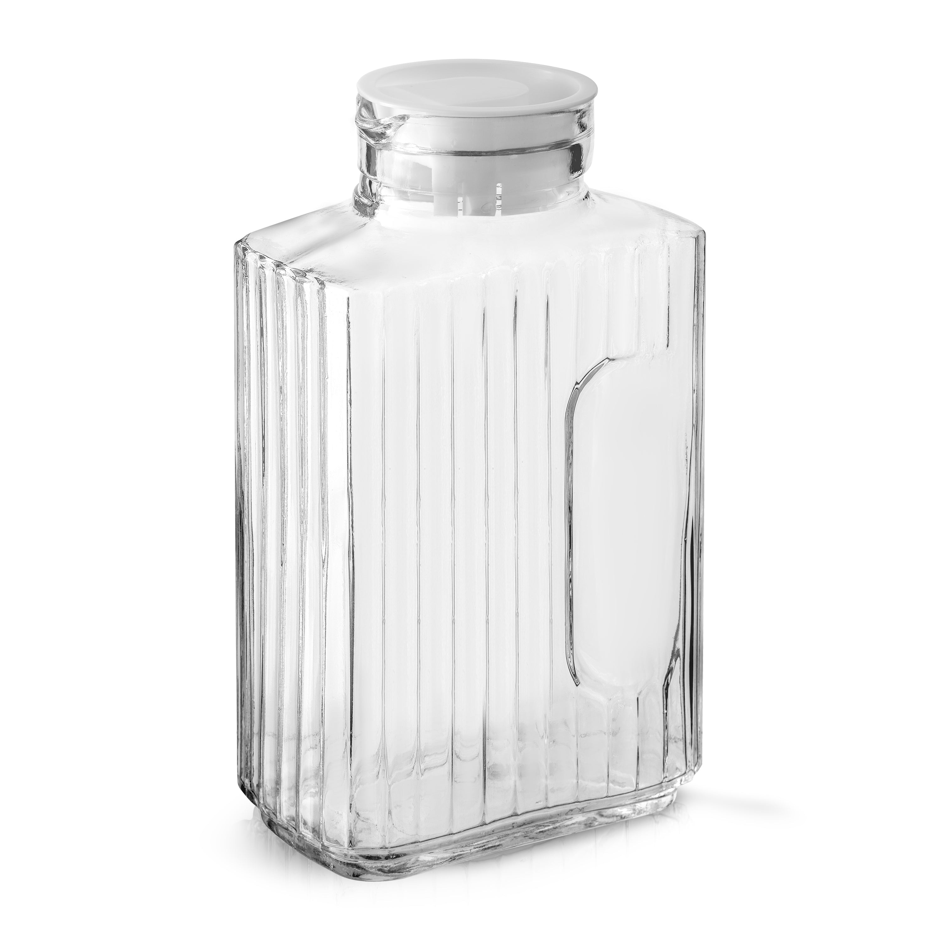 JoyJolt Reusable Glass Milk Bottle with Lid & Pourer - 64 oz - Set
