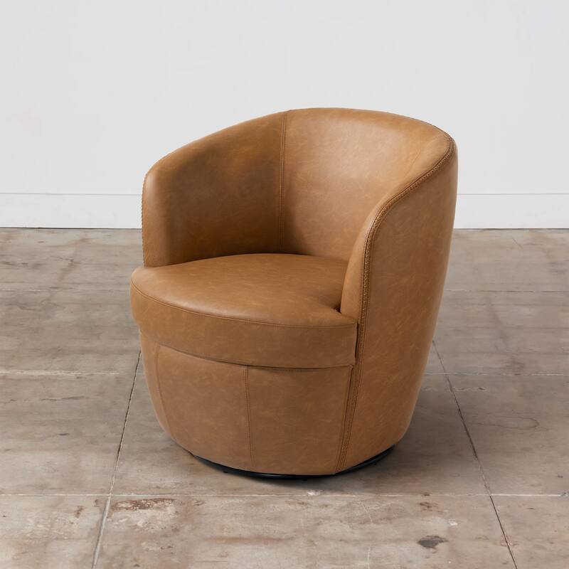 PU Leather Swivel Accent Chair Barrel Chair