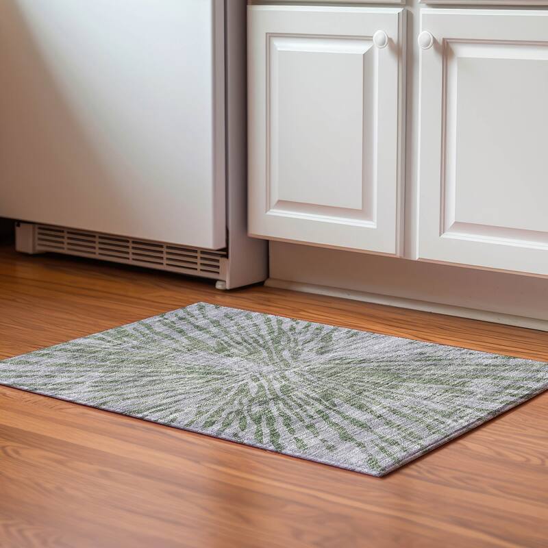 Premium Washable Super Soft Modern Twilight Mayfield Rug - Olive - 1' 8" x 2' 6" - Rectangle