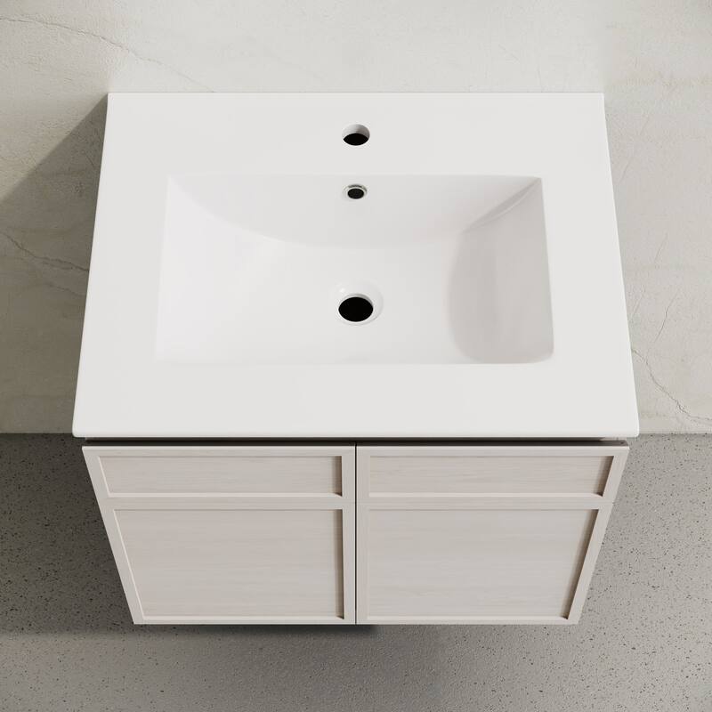 St. Tropez 24" Wall-Mounted Bathroom Vanity In White Oak With Sink Top - 24