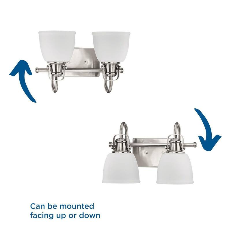 Preston Collection Two-Light Brushed Nickel Coastal Bath and Vanity Light - 14 in x 7.37 in x 9 in