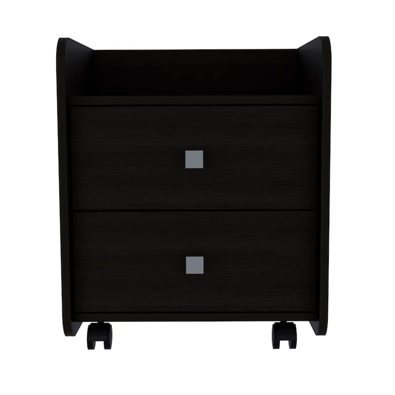 Aura Nightstand with 2 Drawers and 4 Casters