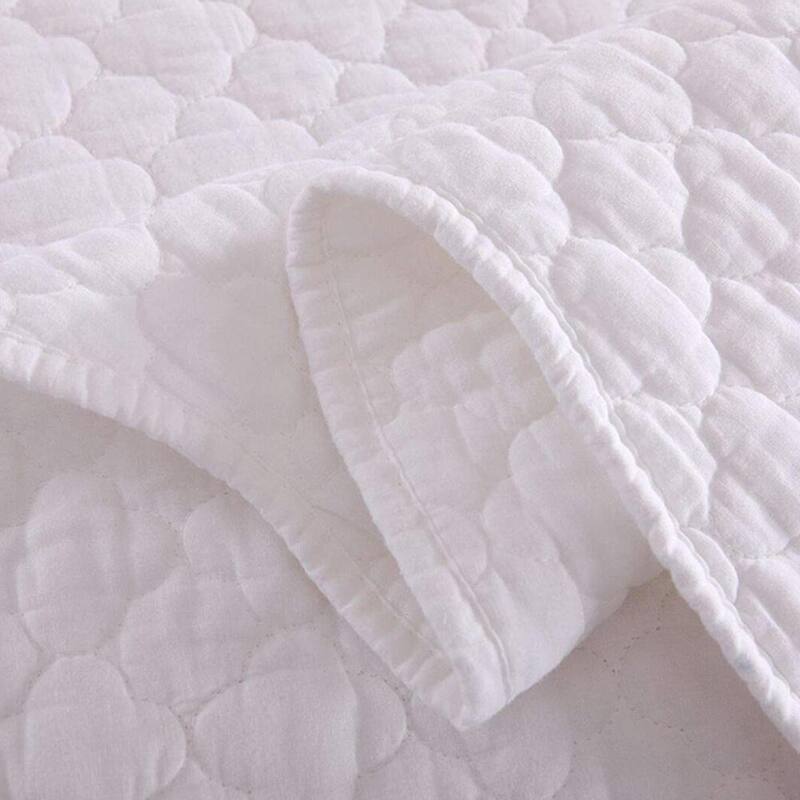 3pc King Size 100% White Cotton Quilt Set Lightweight Bedspread White