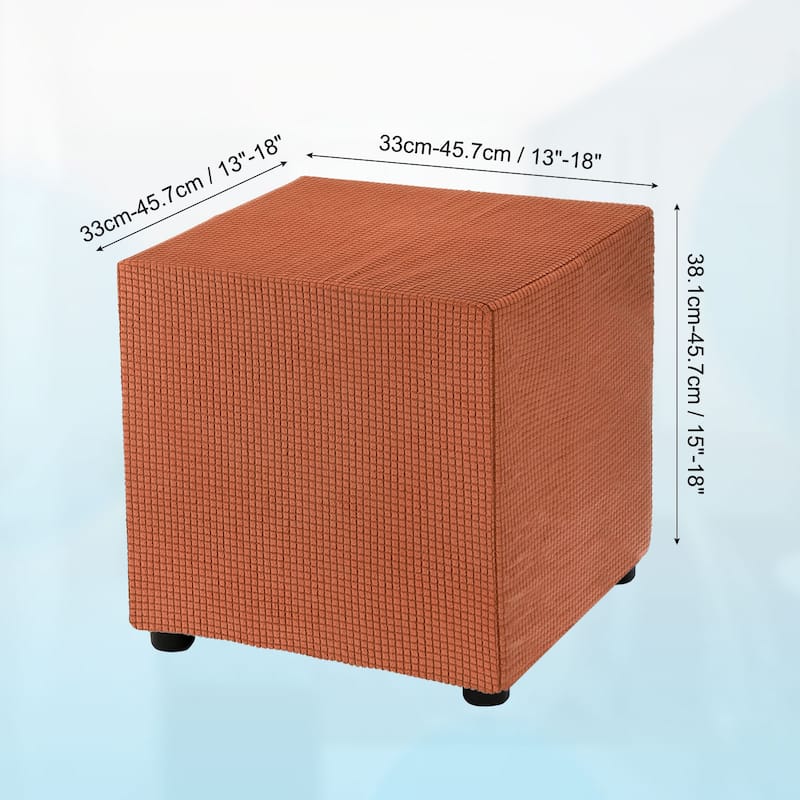 Square Ottoman Cover 18x18x18 inch Polyester Ottoman Slipcovers - Orange