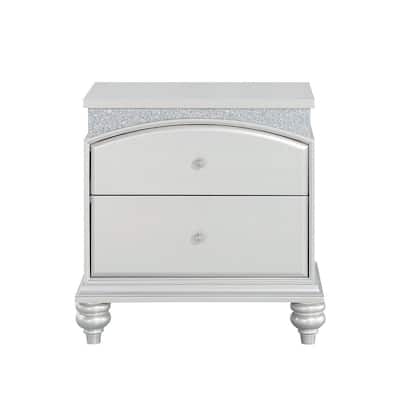2 Drawers Wooden Nightstand