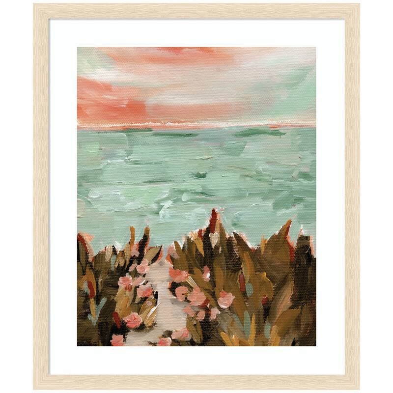 Kate and Laurel Framed Art Landscape 02 Beach by Annie Quigley - 22x26 - Natural