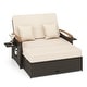 preview thumbnail 9 of 9, Patio Rattan Daybed Set with Cushioned Loveseat & Storage Ottoman Beige