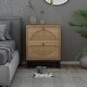 preview thumbnail 1 of 7, Natural Rattan 2 Drawer Side Table Display Rack for Bedroom Nightstand Side Table Bedroom Storage Drawer Bedside End Table Beige
