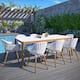 Option White Table and White Chairs with Wood Legs