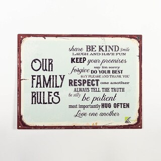 Our Family Rules With Text Sign - Bed Bath & Beyond - 40311426