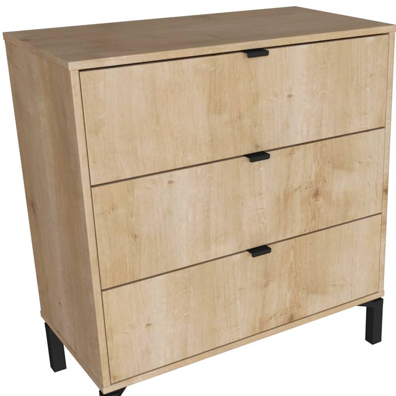 HomeRoots 30" Natural Three Drawer Dresser