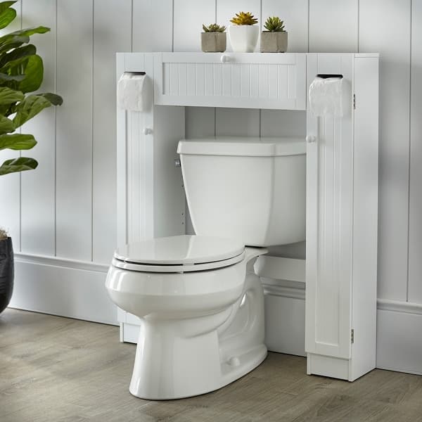 slide 2 of 14, Simple Living Space Saver Bathroom Storage Cabinet White