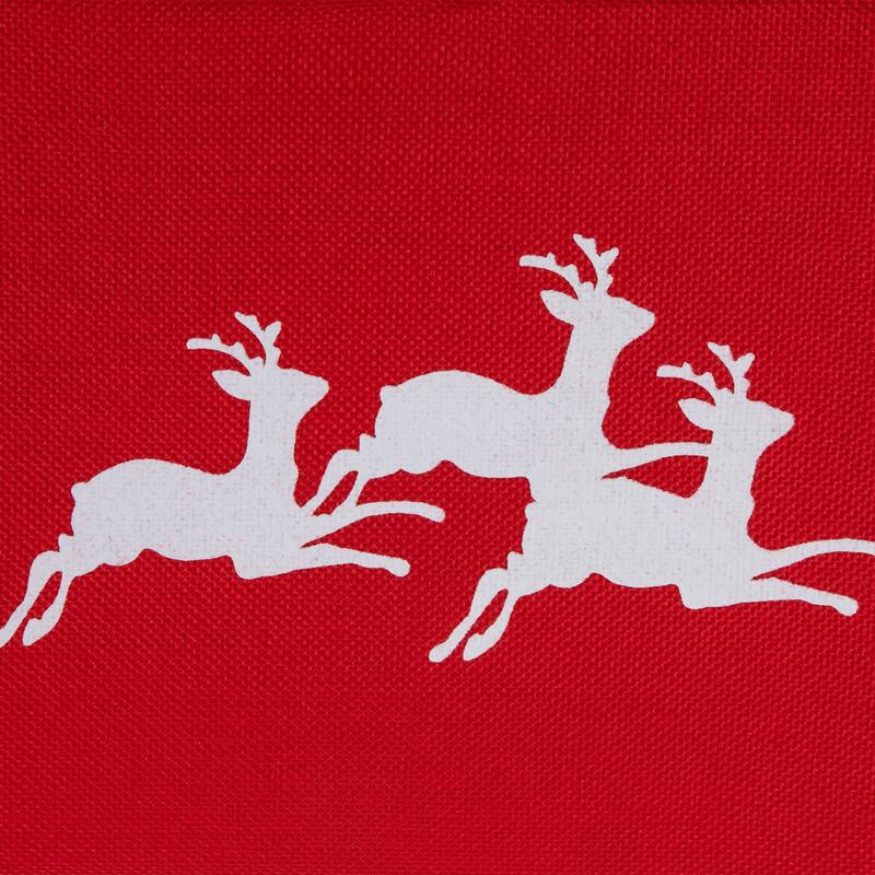 26" Red Burlap with Reindeer Hexagonal Christmas Tree Collar