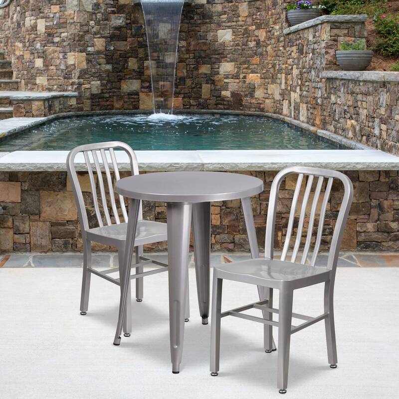 24-inch Round Indoor/ Outdoor 3-piece Metal Table and Chairs Set