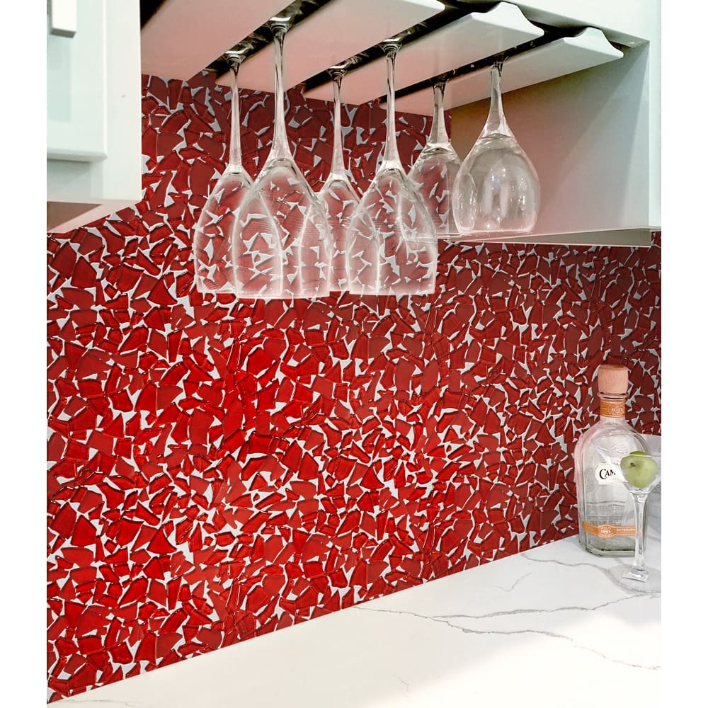 Apollo tile 11" x 11" Bijou Glossy Matte Red Glass Tile (4.36 sq ft/case) - 5 Pack