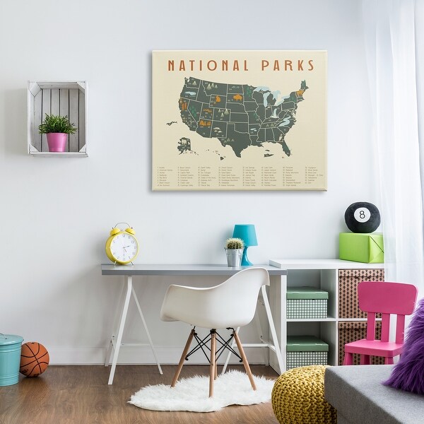 Stupell United States National Parks Adventure Map Green Orange