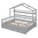 preview thumbnail 23 of 34, Pinewood House Bed with Roof, 2 Drawers, and Shelf, Full-Length Guardrails