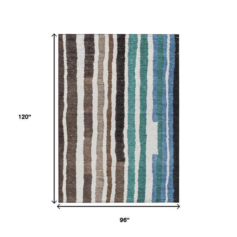 HomeRoots Striped Transitional Rectangle Outdoor Rug