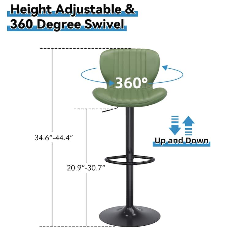 Scallop Bar Stool with 360° Swivel - Modern Kitchen & Home Bar Seating，Set of 2 - N/A