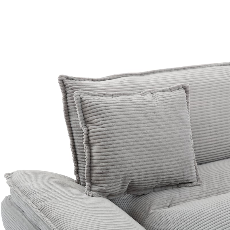 Corduroy Upholstered Loveseat Sofa, 2 Seater Sofa with Pillows, Deep Seat Sectional Sofa with Removable Cushions