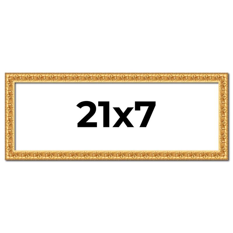 21x7 Frame Gold Real Wood Picture Frame Width 1 inches | Interior