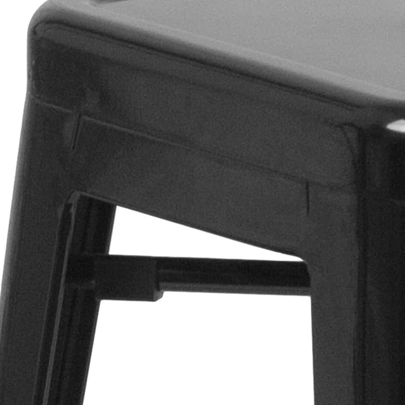24" High Backless Metal Indoor-Outdoor Counter Height Stool w/Square Seat