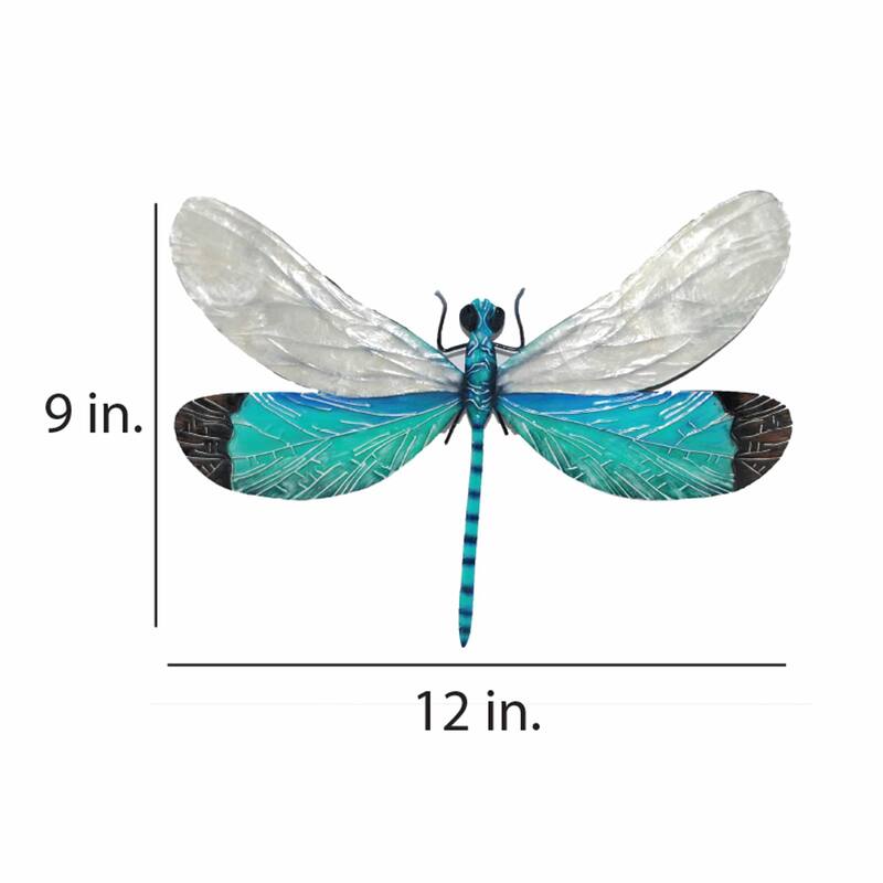 Dragonfly Wall Decor White And Aqua (m4015) - 1 x 12 x 9