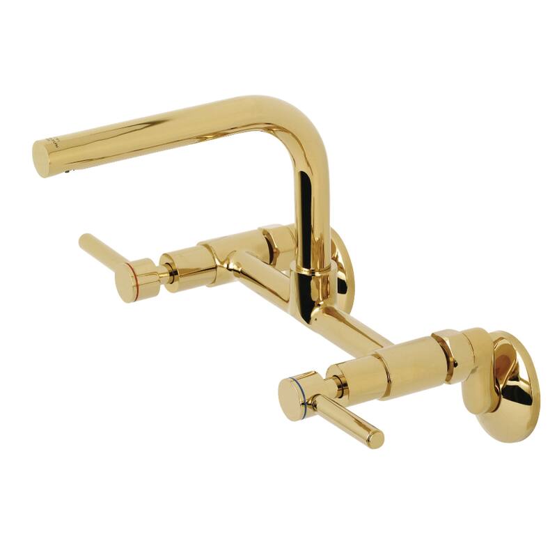 Concord 8 in. Adjustable Center Wall Mount Kitchen Faucet - Polished Brass