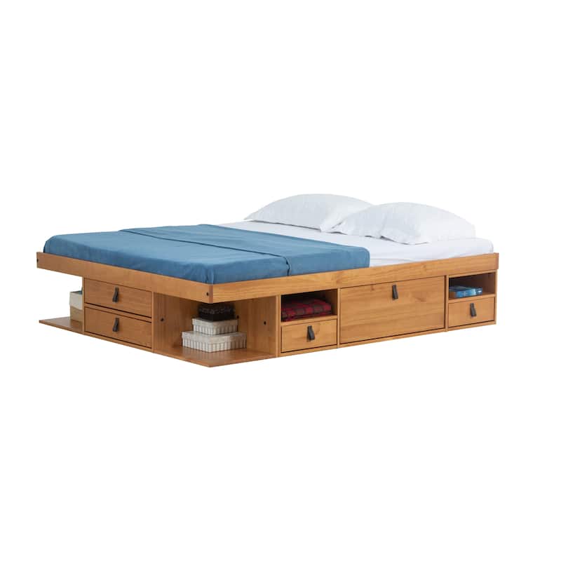 Copper Grove Rivne Storage Platform Bed with Drawers and Shelves - Oak - Queen