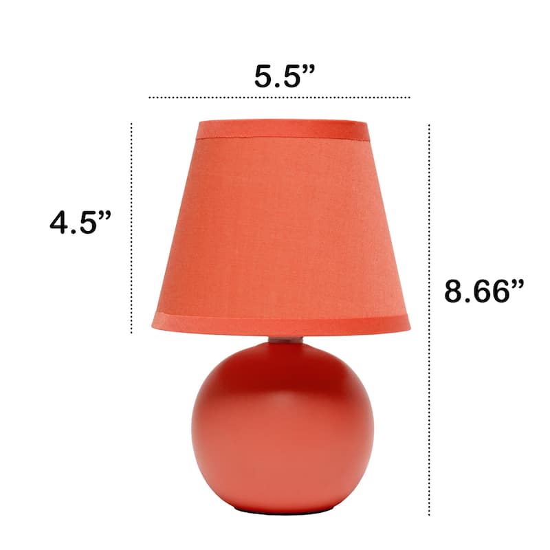 8.66" Petite Orb Lamp Two Pack Set w Matching Fabric Shade