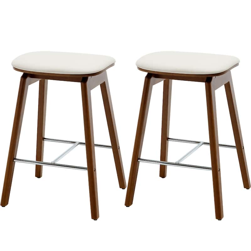 26-Inch Faux Leather Wood Counter Stools Set of 1/2/3 - 26"H x 18.1"L x 16.5"D