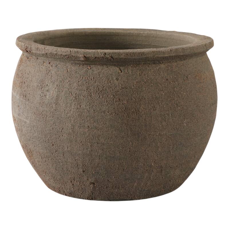 Terracotta Planter with Rounded Silhouette and Textured Surface - Brown - 9" x 9" x 7"