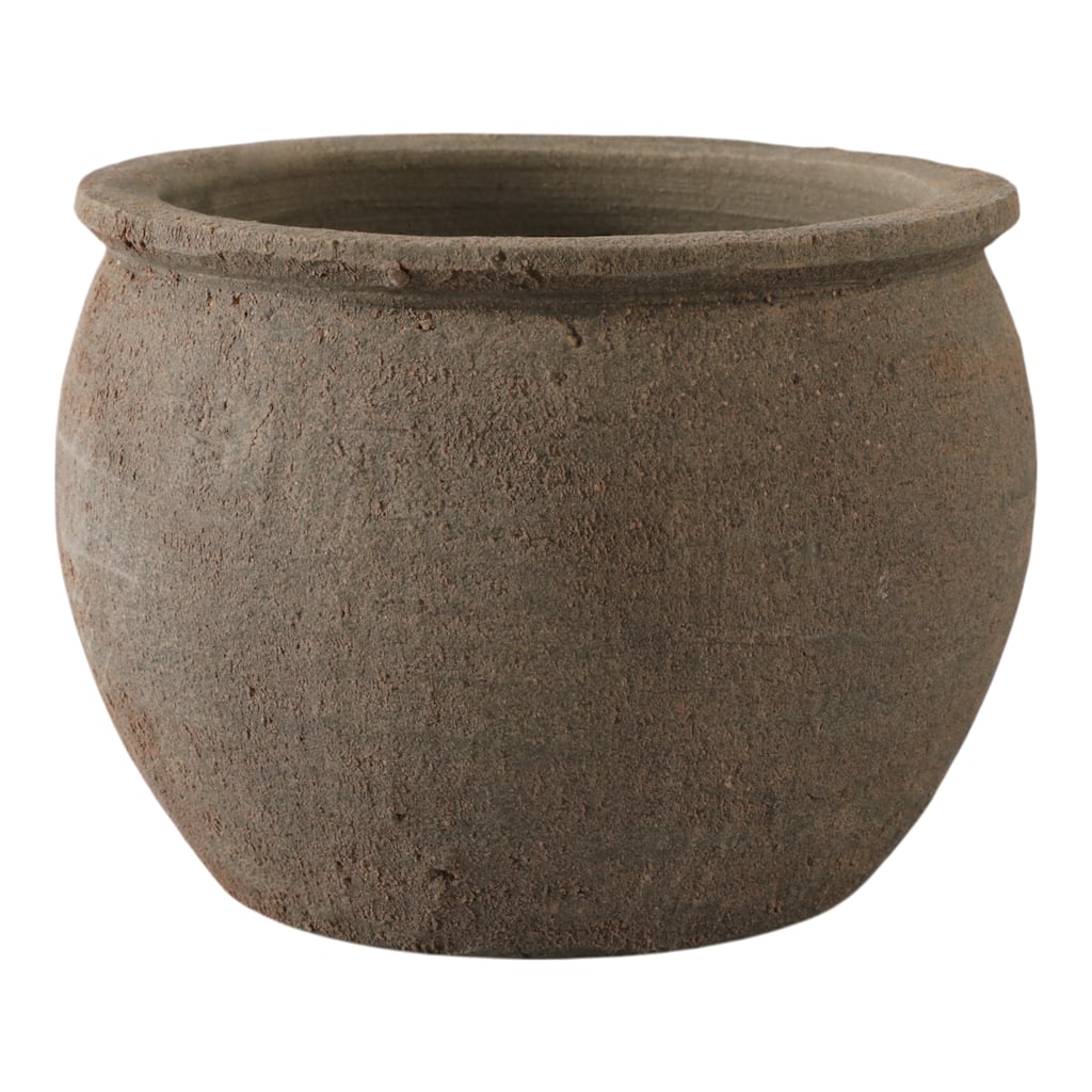 Terracotta Planter with Rounded Silhouette and Textured Surface