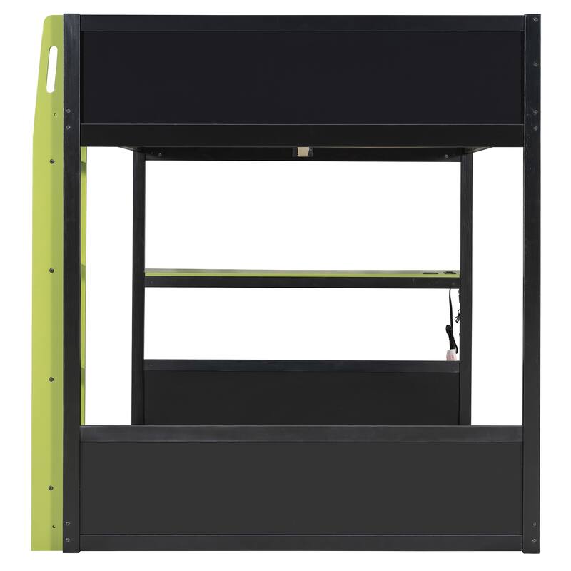 Full Size Gaming Loft Bed with RGB Desk & LED Lights - Heavy Duty Esports Bunk Bed with USB Ports, Cable Management for Gamers