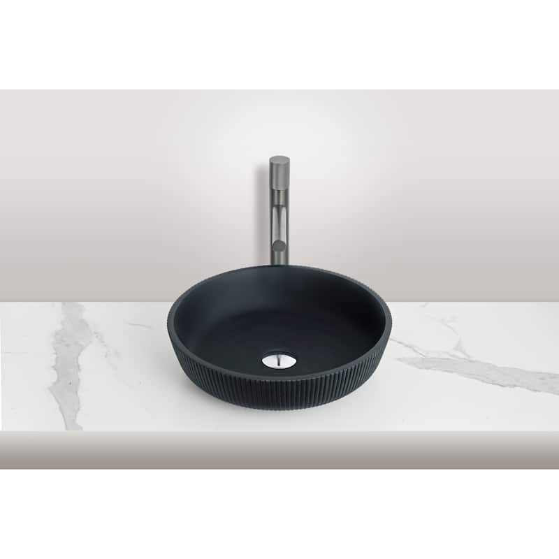 Yale Round Crystal Glass Bathroom Vessel Sink in Black