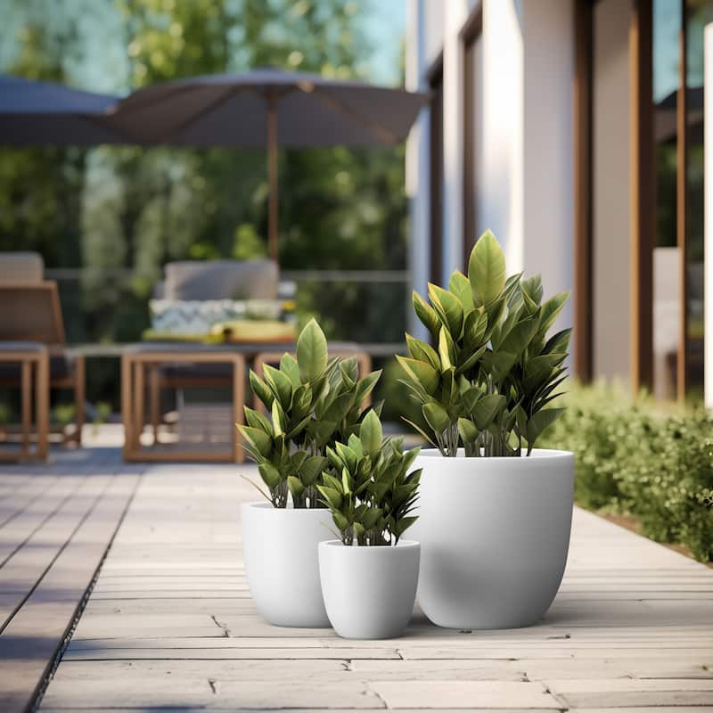 Tall Concrete Round Plant Pots / Large Indoor and Outdoor flower Planters