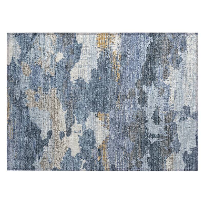 Machine Washable Indoor/ Outdoor Abstract Casual Chantille Rug