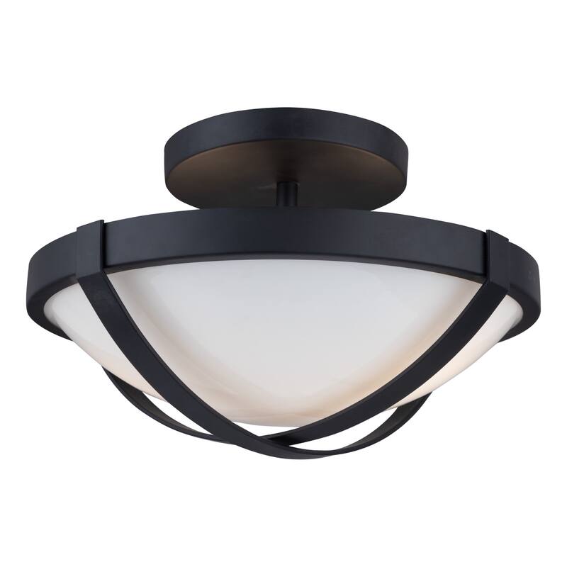 Cara Collection 2-Light Flush Mount, Black - Black