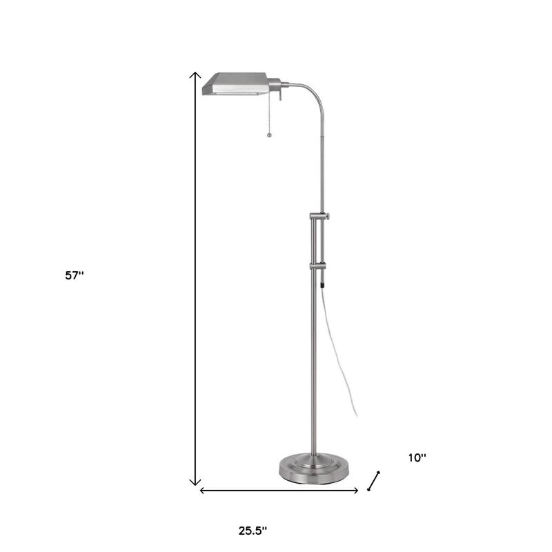 57 Inch Adjustable Floor Lamp with Square Metal Shade for Living Room