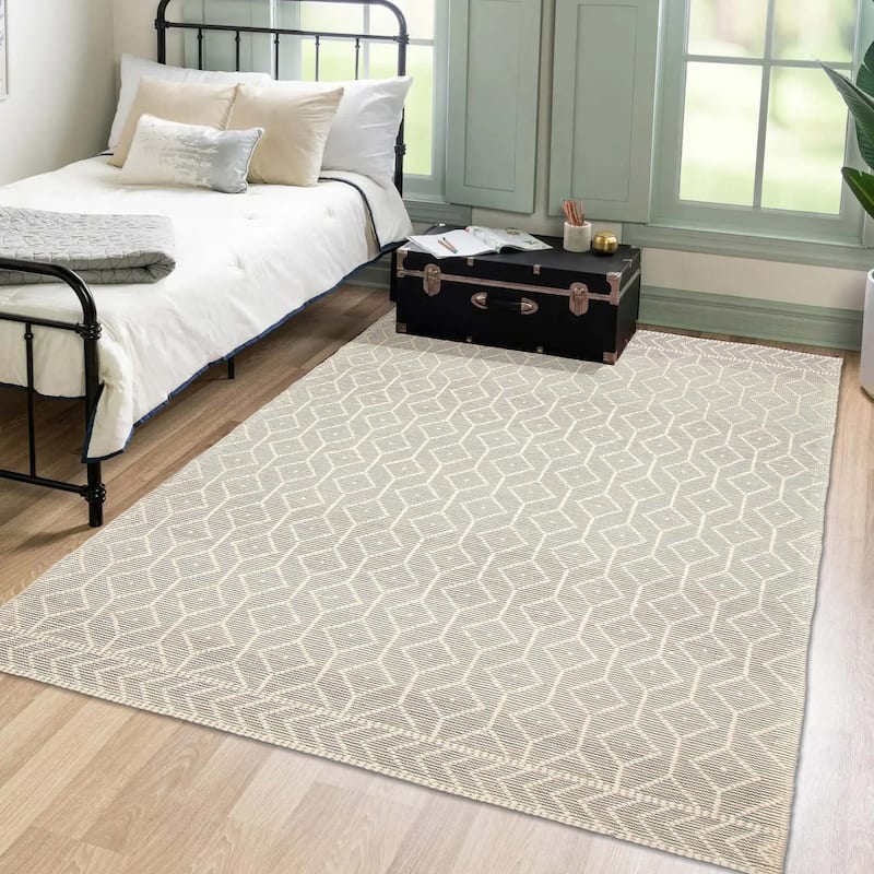ECARPETGALLERY Braid weave Sienna Cream Wool Rug - 6'0 x 9'3