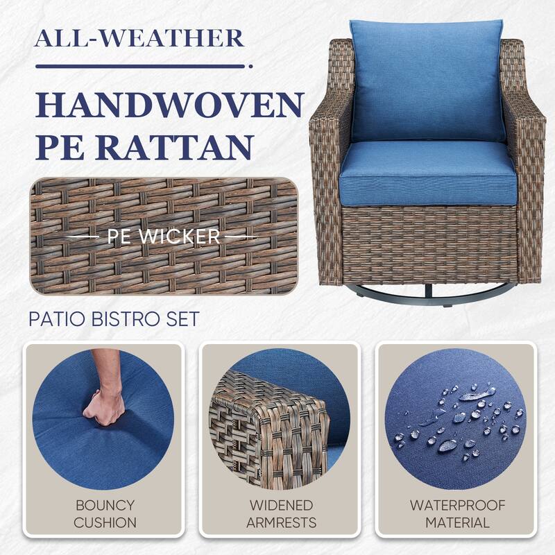 Gymojoy Outdoor Wicker Swivel Glider Chairs with Cushions